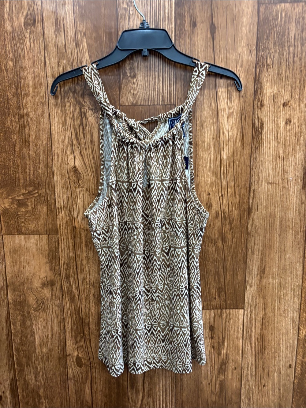 NWT Chaps Brown and Cream Aztec-Pattern Tank Top